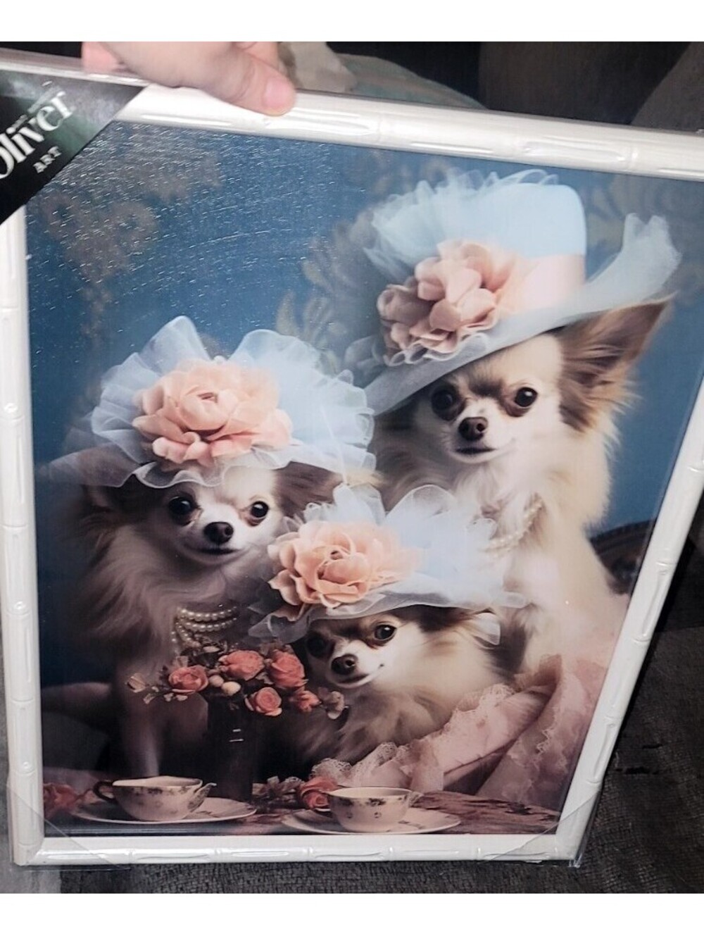 OLIVER GAL ART FRAMED CANVAS PRINT REGAL ROYALTY RENAISSANCE CHIHUAHUAS 16"x 20"